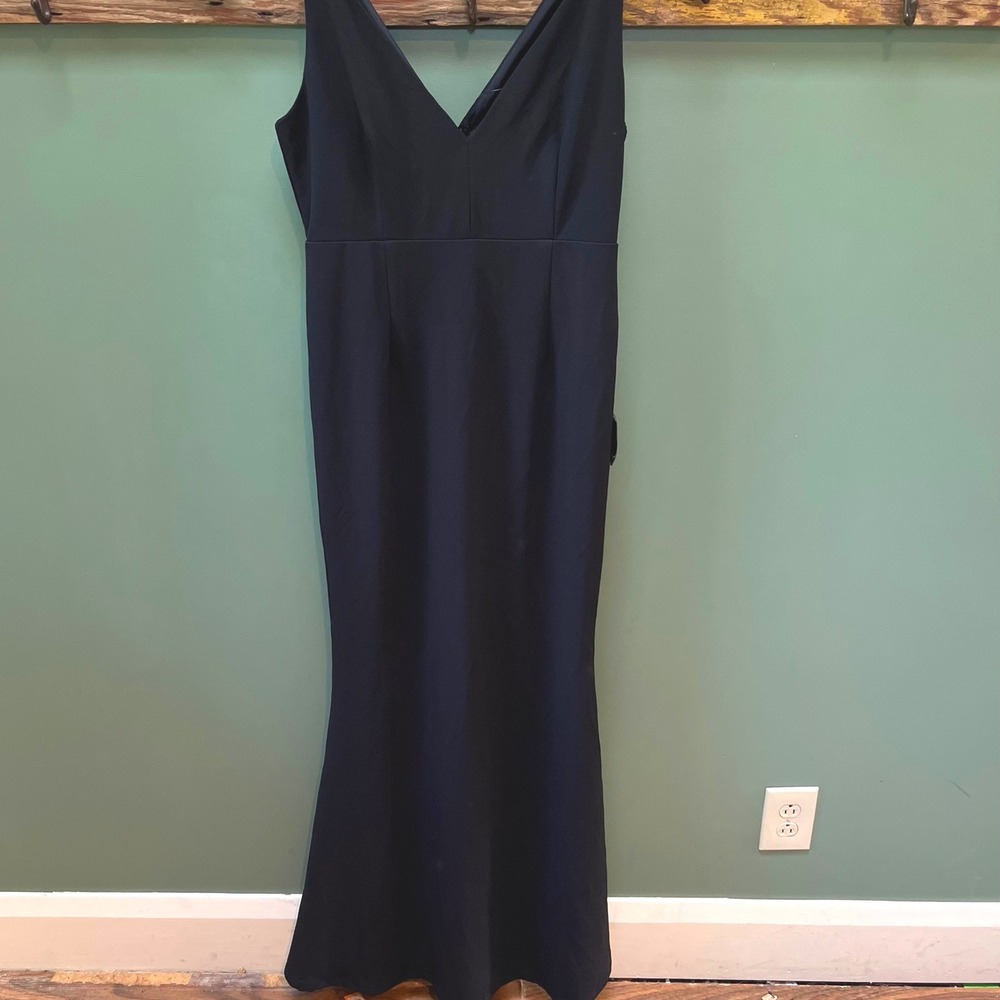 Lulus Black V-Neck Mermaid Maxi Dress Size Large NWT Formal Evening Gown
